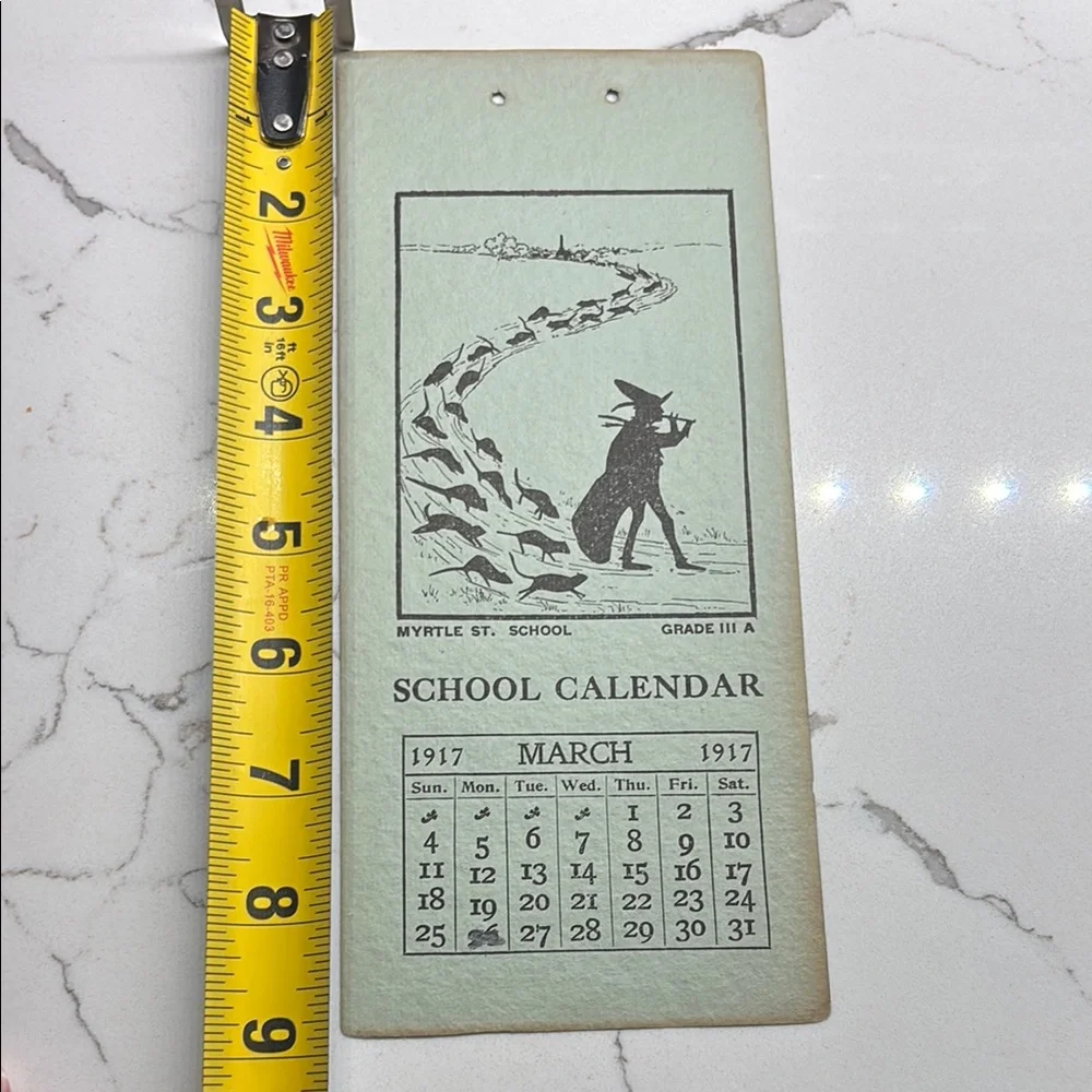Vintage School Calendar page with witchy looking Illustration